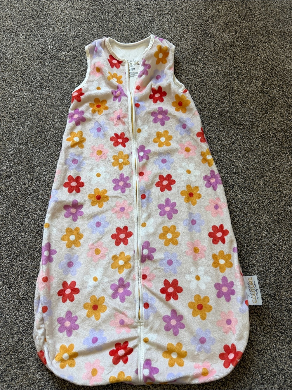 White Floral Toddler Sleep Sack - Cozy Zip Front
